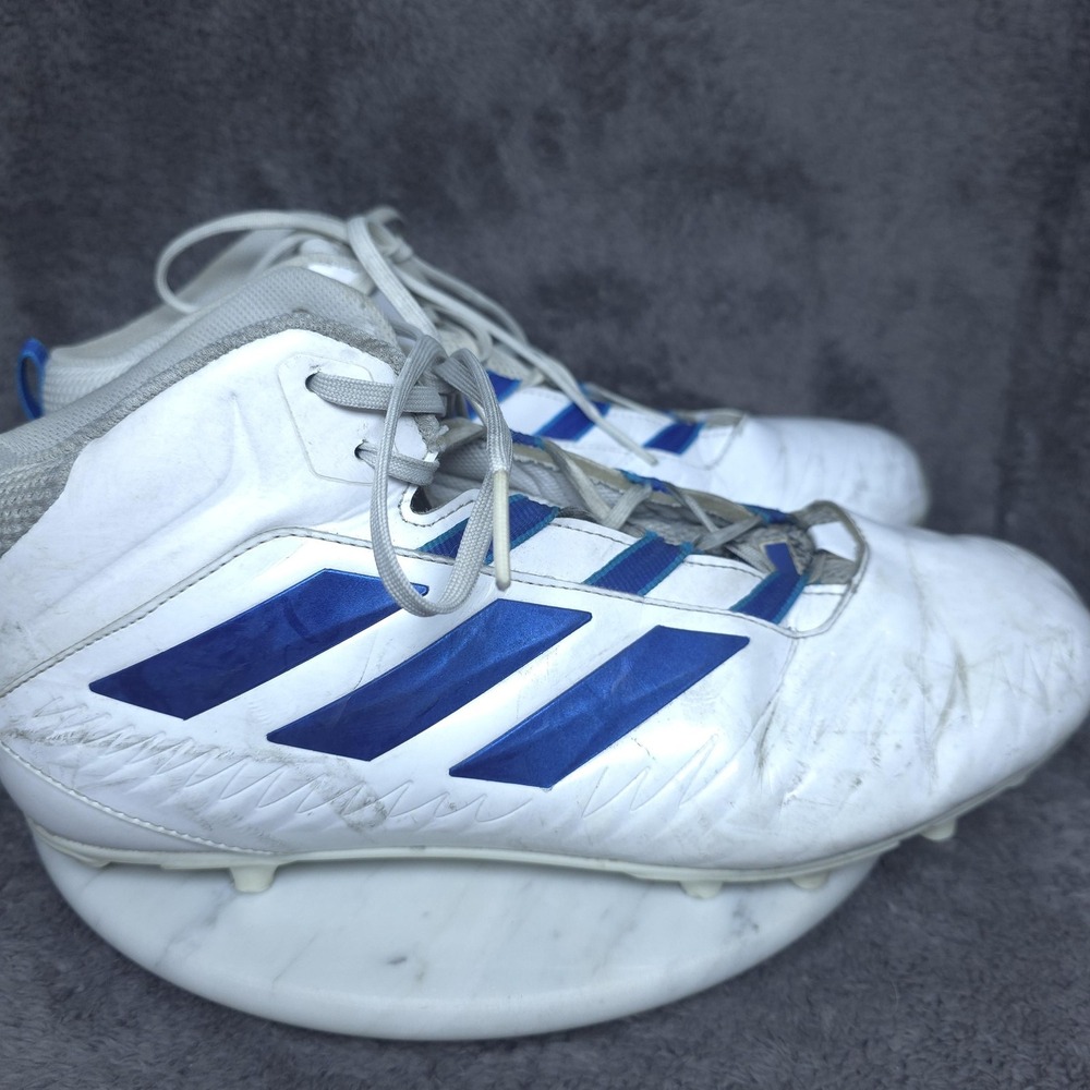 Kansas Jayhawks Football Cleats Shoes Mens 12.5 White Blue Team Issued Stud Sole
